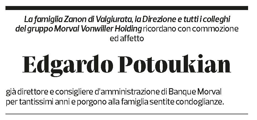 Annuncio funebre Edgardo Potoukian