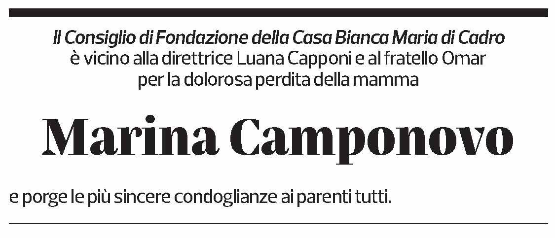 Annuncio funebre Marina Camponovo