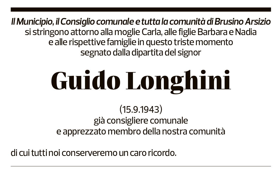 Annuncio funebre Guido Longhini