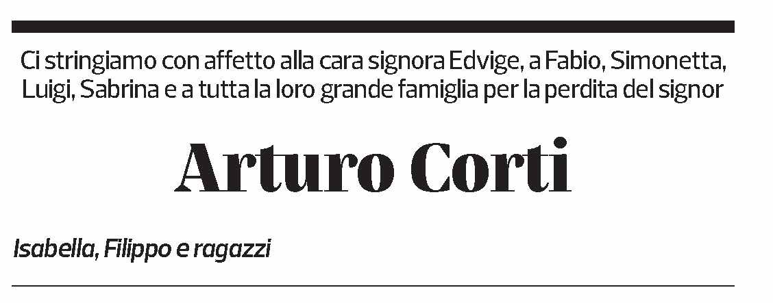 Annuncio funebre Arturo Corti