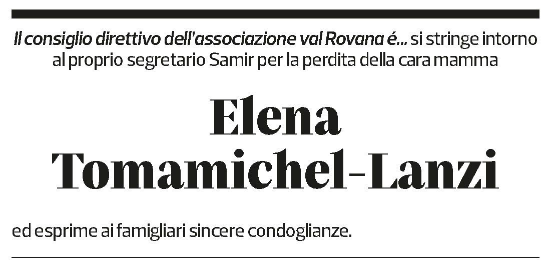Annuncio funebre Elena Tomamichel-lanzi
