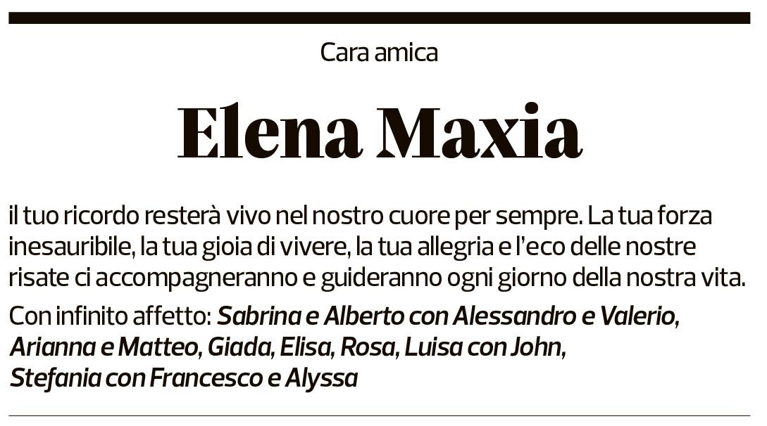 Annuncio funebre Elena Maxia