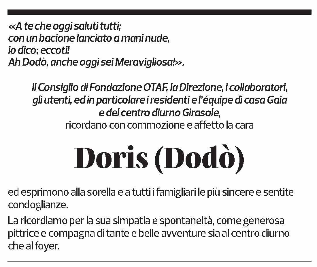 Annuncio funebre Doris Scopazzini