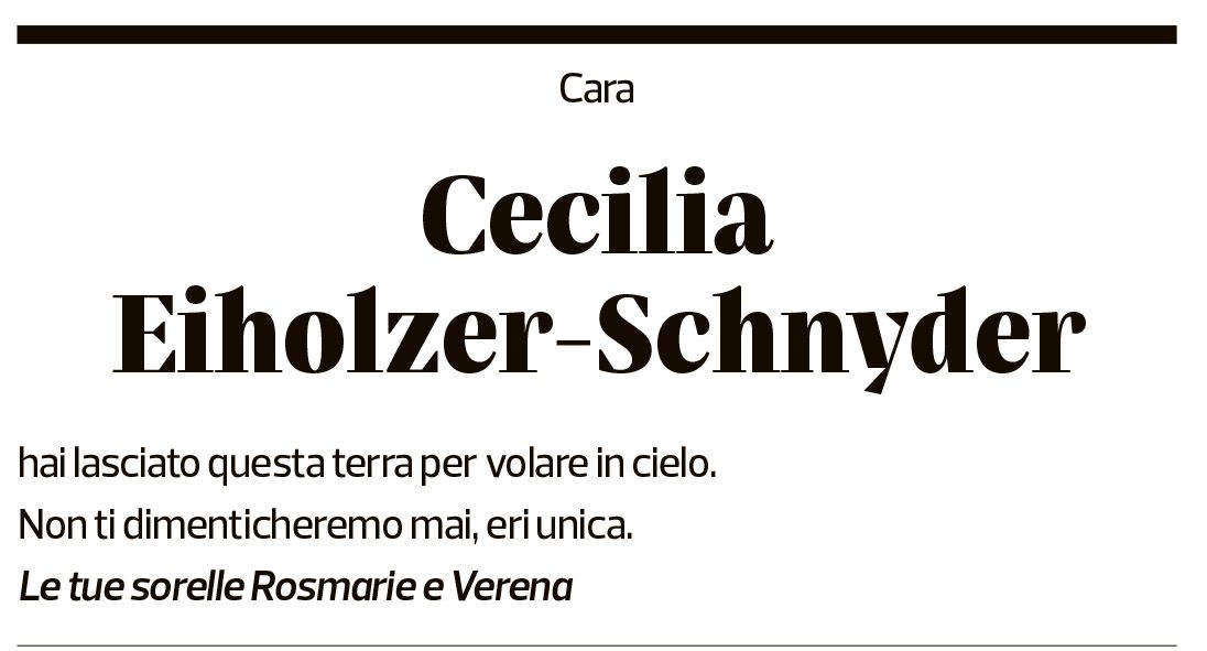 Annuncio funebre Cecilia Eiholzer-schnyder