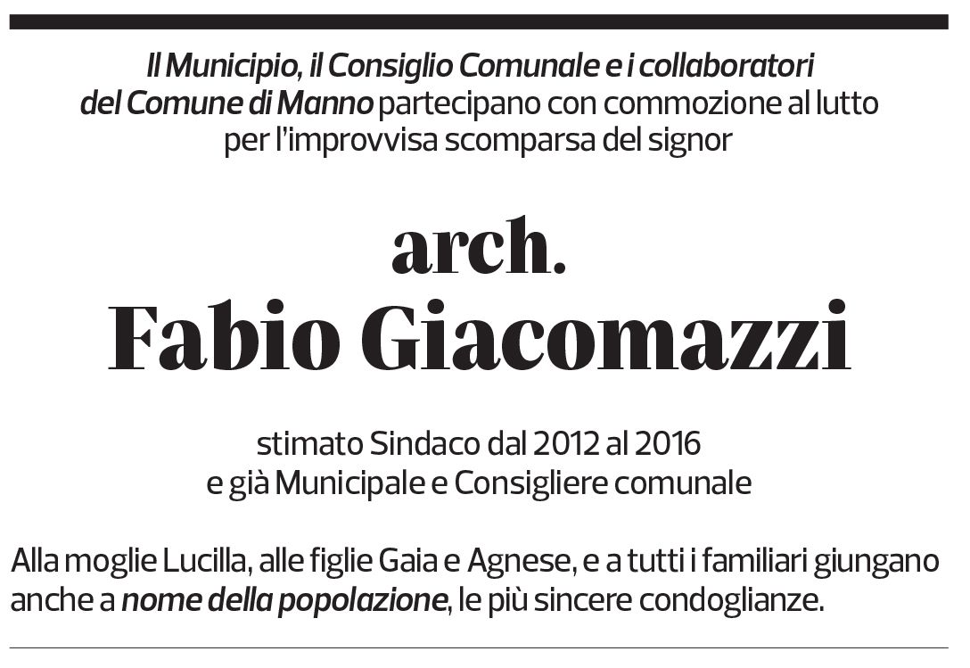 Annuncio funebre Fabio Giacomazzi