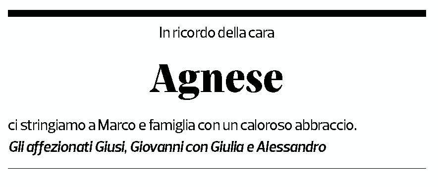 Annuncio funebre Agnese Bulani