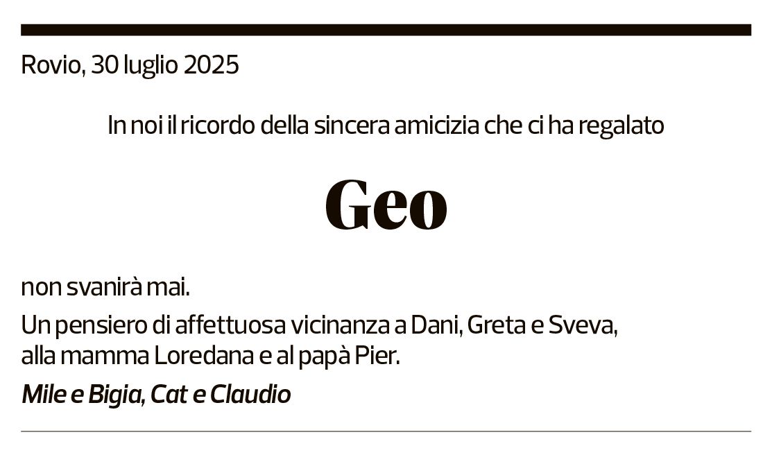 Annuncio funebre Geo Jeanmaire