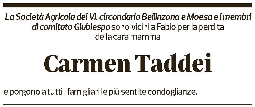 Annuncio funebre Carmen Taddei