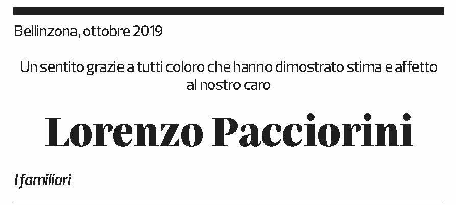 Annuncio funebre Lorenzo Pacciorini