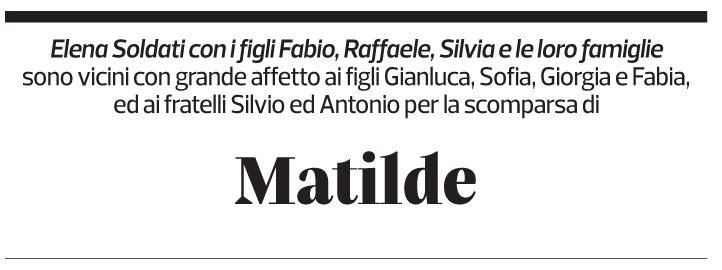Annuncio funebre Matilde Bonetti Soldati