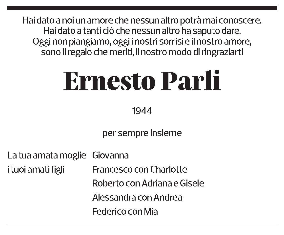 Annuncio funebre Ernesto Parli