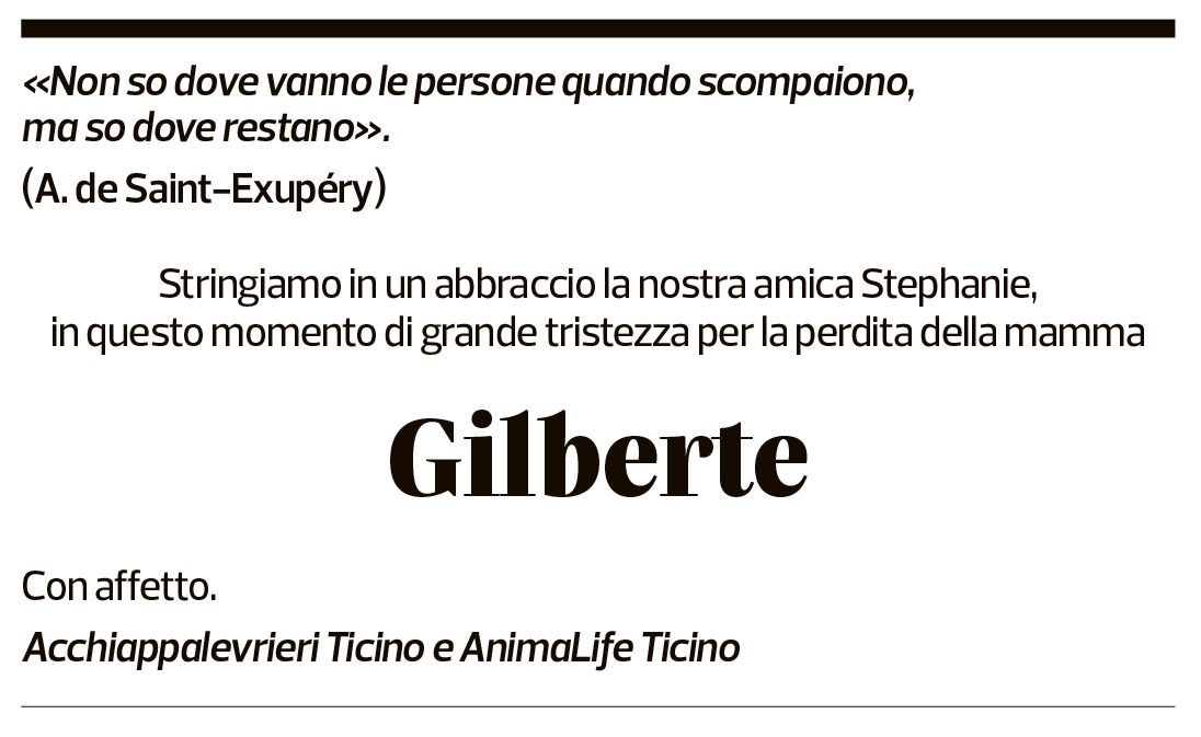 Annuncio funebre Gilberte Scatizza Fauquex