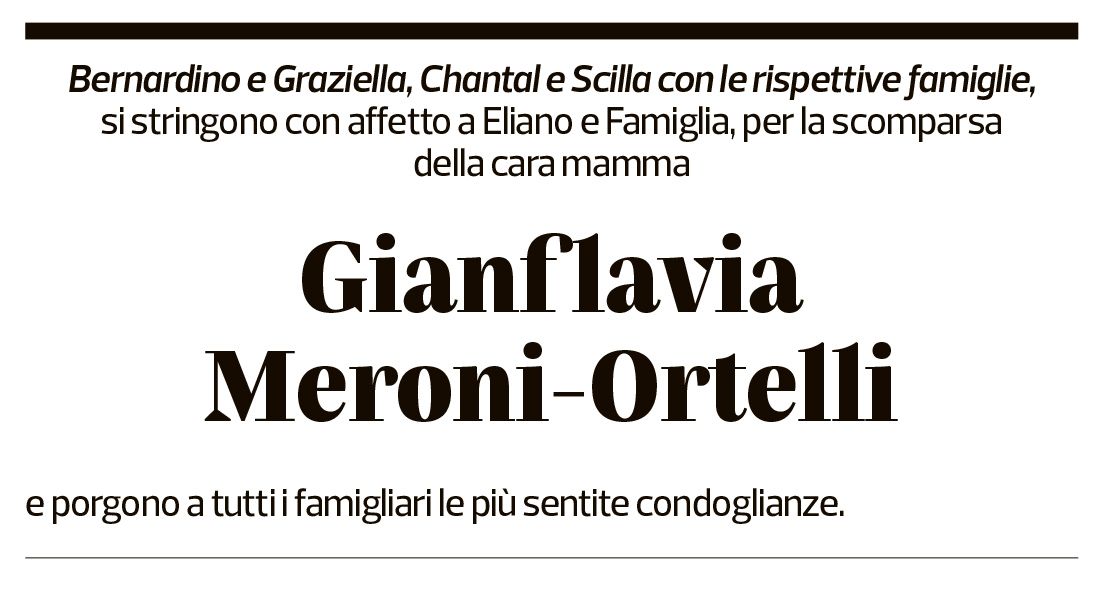 Annuncio funebre Gianflavia Meroni-ortelli