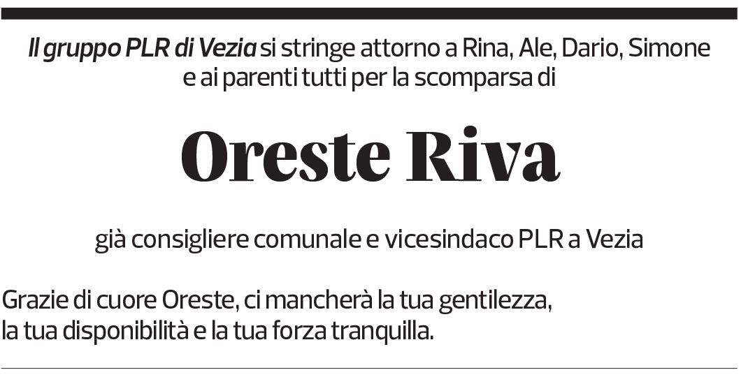 Annuncio funebre Oreste Riva