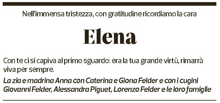 Annuncio funebre Elena Generali Felder