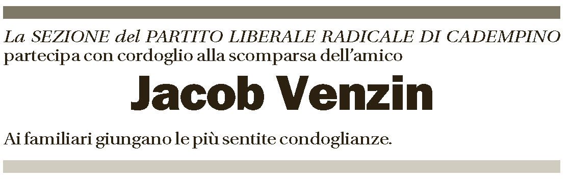Annuncio funebre Jacob Venzin