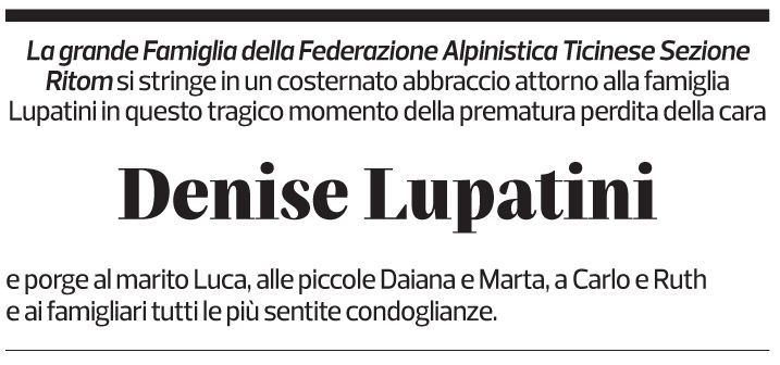 Annuncio funebre Denise Lupatini