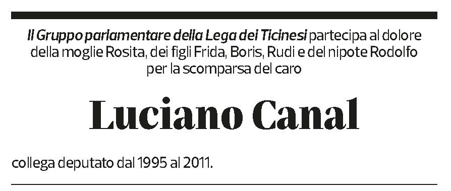 Annuncio funebre Luciano Canal