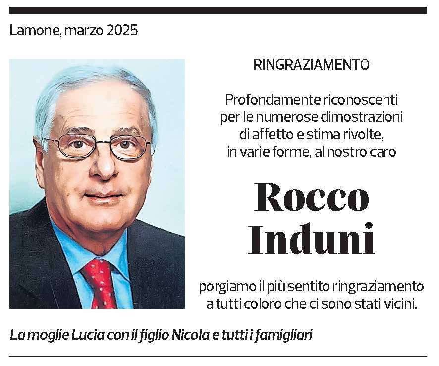 Annuncio funebre Rocco Induni