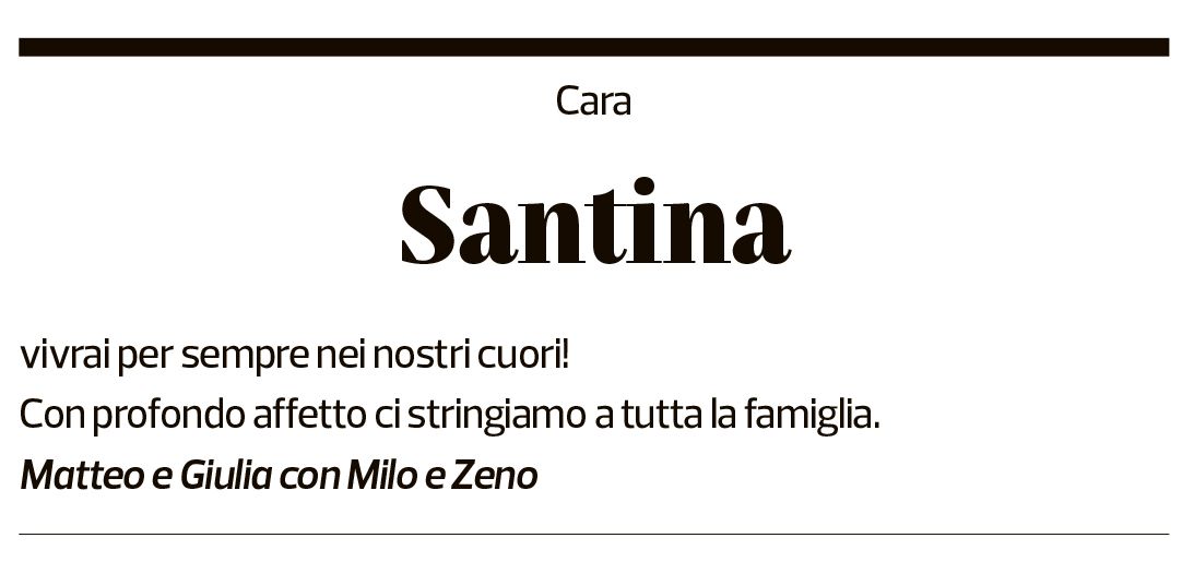 Annuncio funebre Santina Pantè-presti