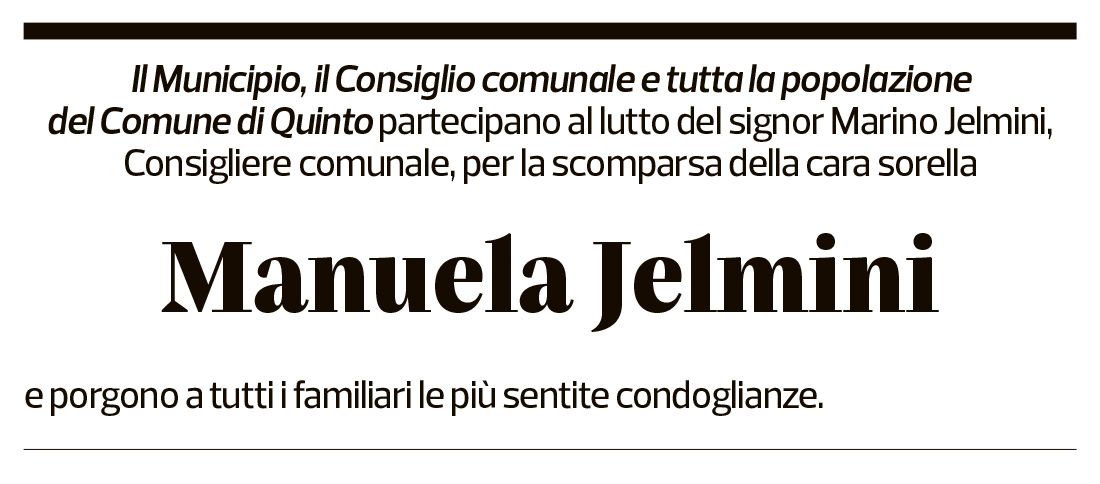 Annuncio funebre Manuela Jelmini