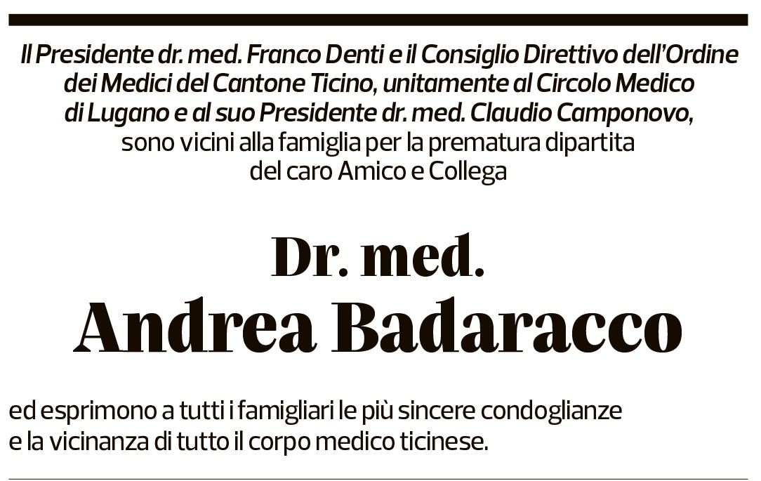 Annuncio funebre Andrea Badaracco