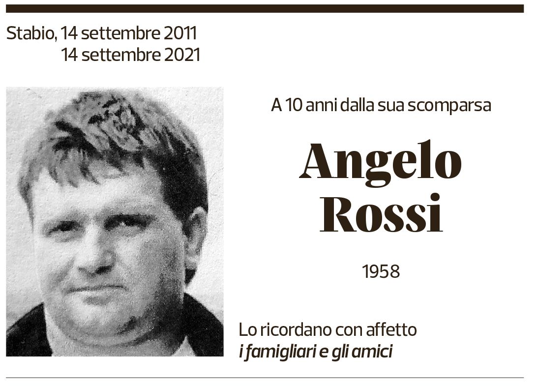 Annuncio funebre Angelo Rossi