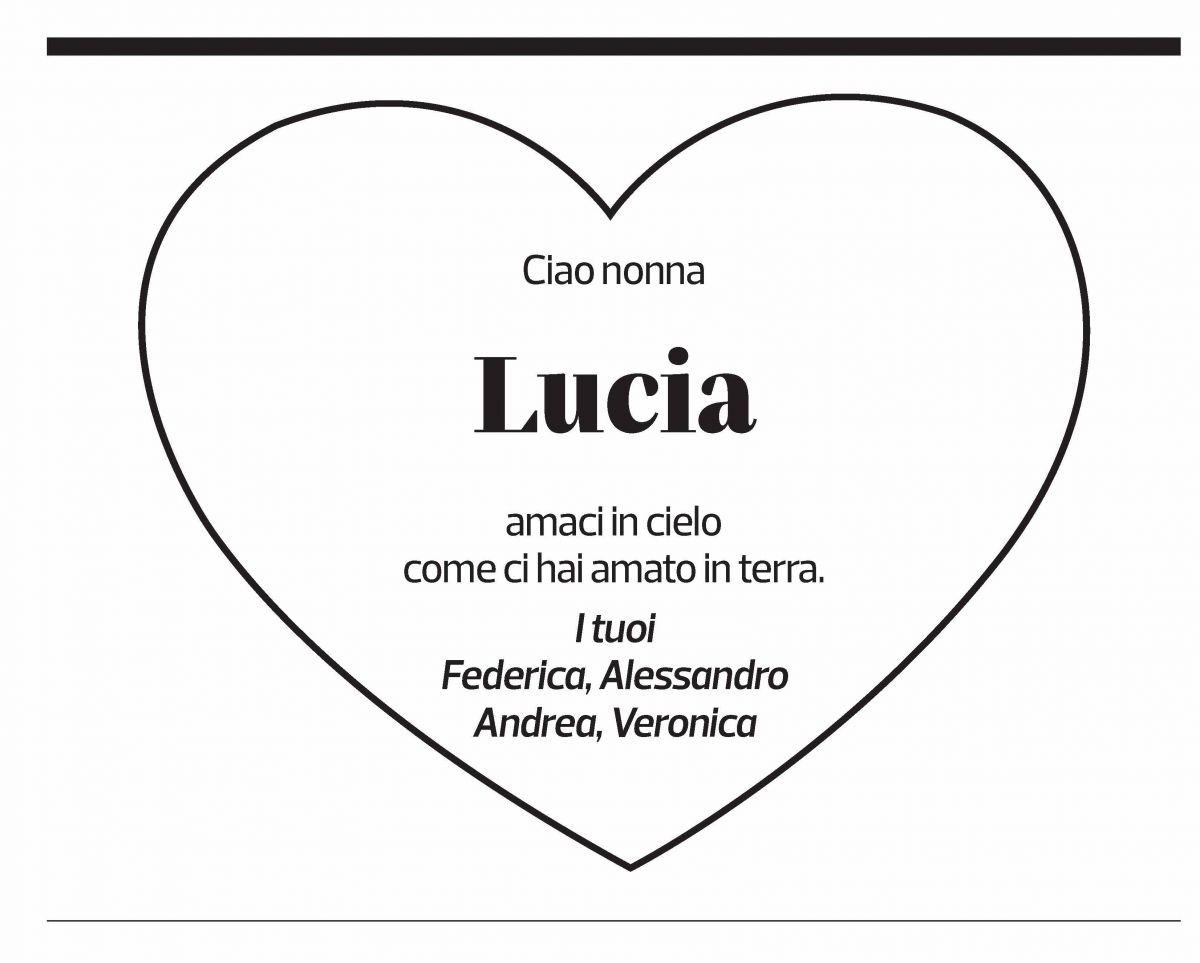Annuncio funebre Lucia D'occhio