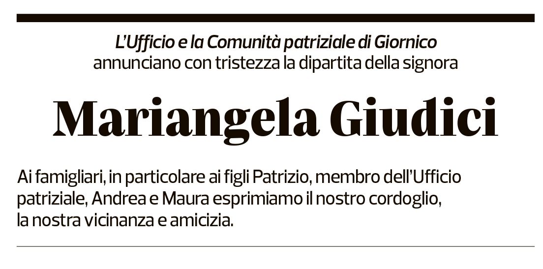 Annuncio funebre Mariangela Giudici