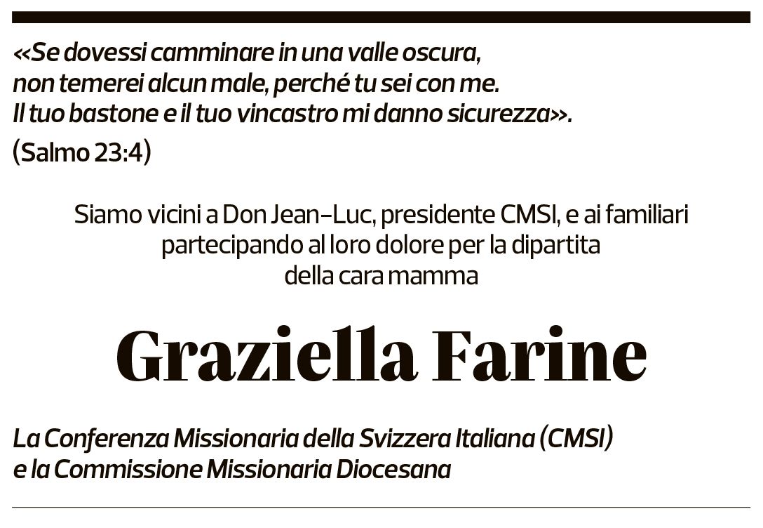 Annuncio funebre Graziella Farine