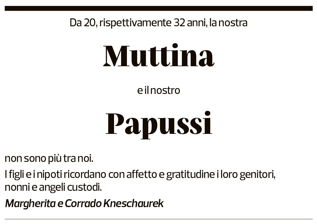 Annuncio funebre Muttina E Papussi 