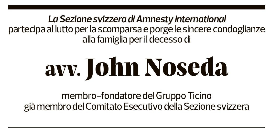 Annuncio funebre John Noseda