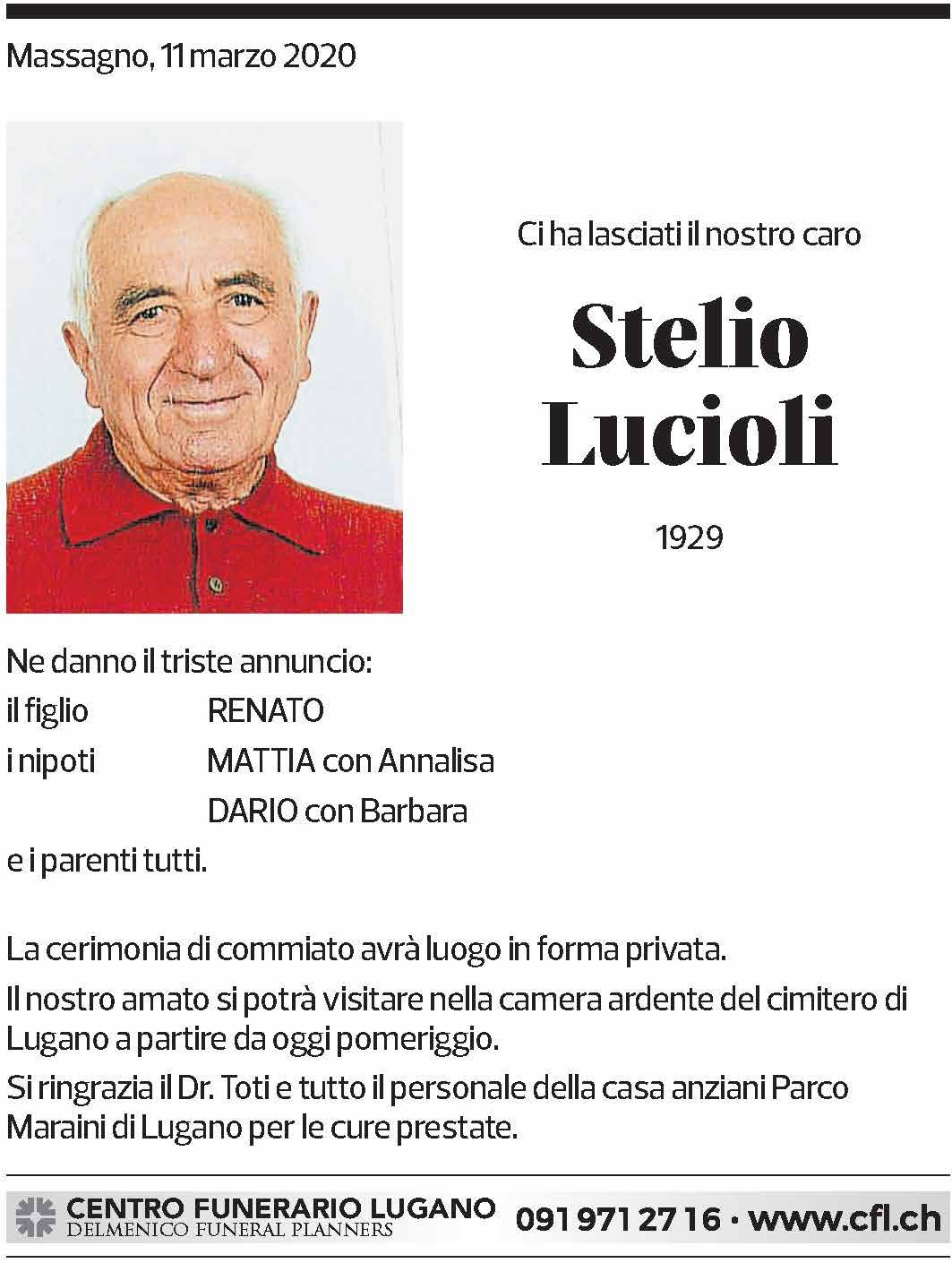 Annuncio funebre Stelio Lucioli