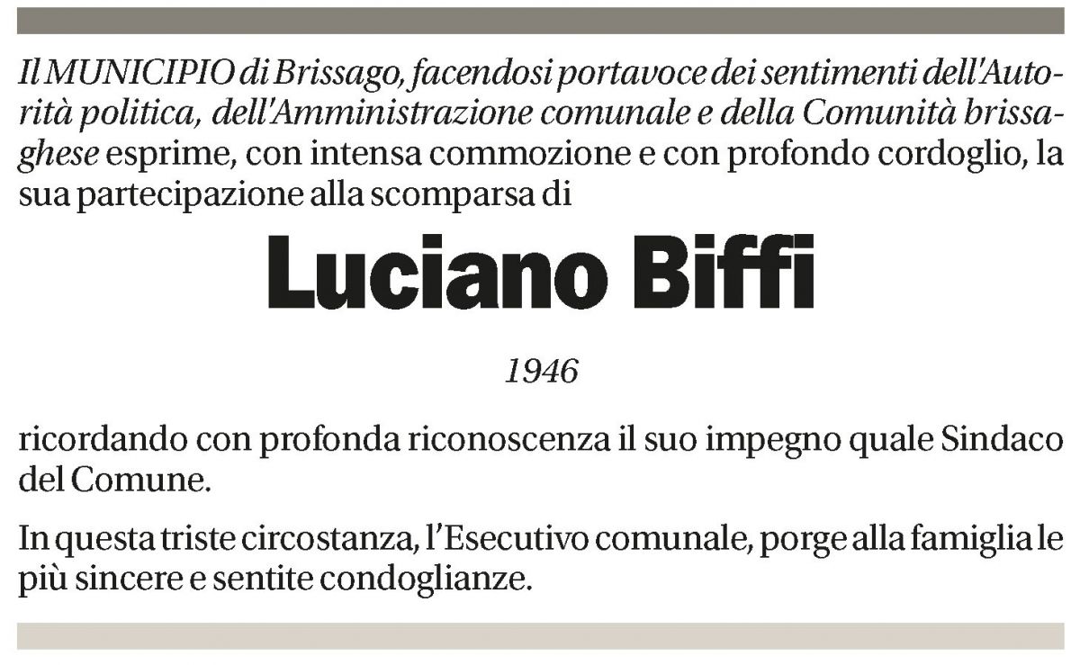 Annuncio funebre Luciano Biffi