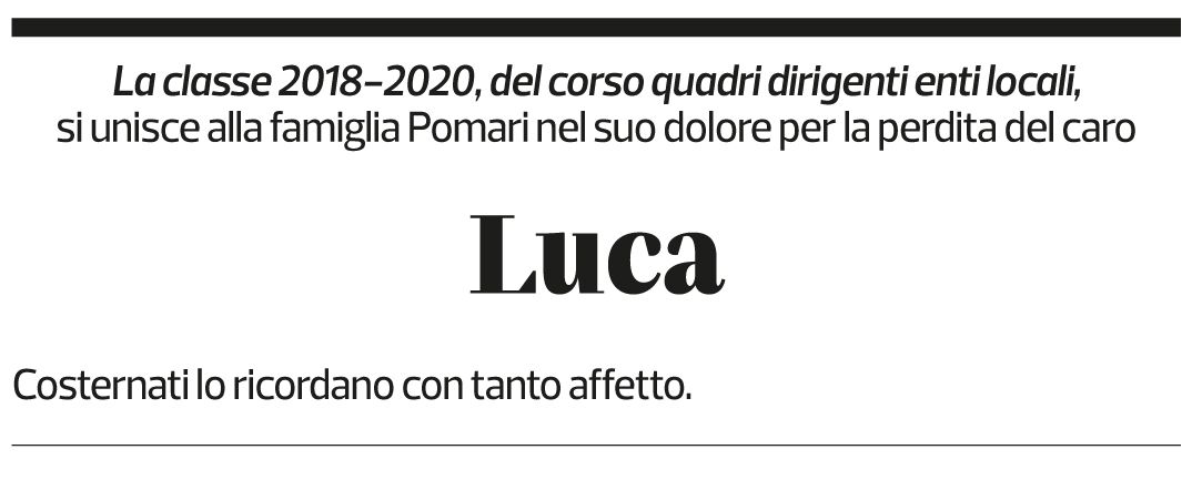 Annuncio funebre Luca Pomari