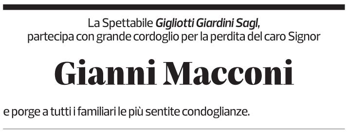 Annuncio funebre Gianni Macconi