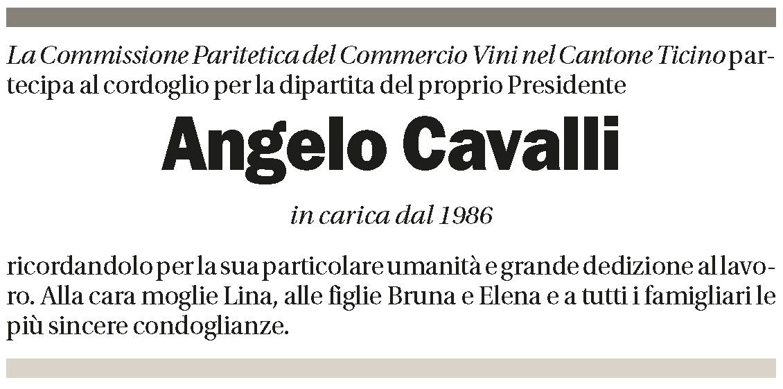 Annuncio funebre Angelo Cavalli