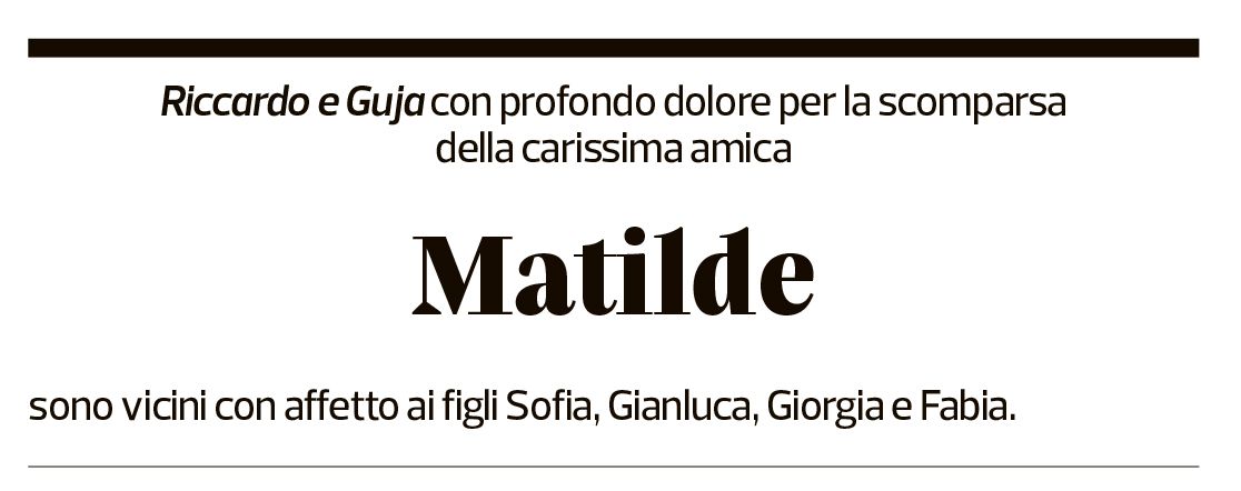 Annuncio funebre Matilde Bonetti Soldati