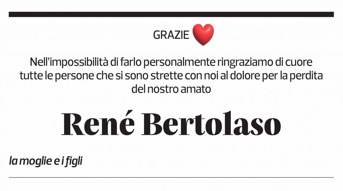 Annuncio funebre René Bertolaso