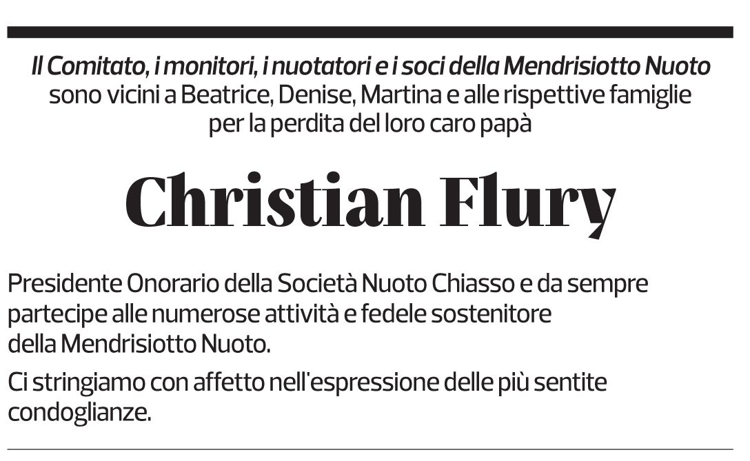 Annuncio funebre Christian Flury