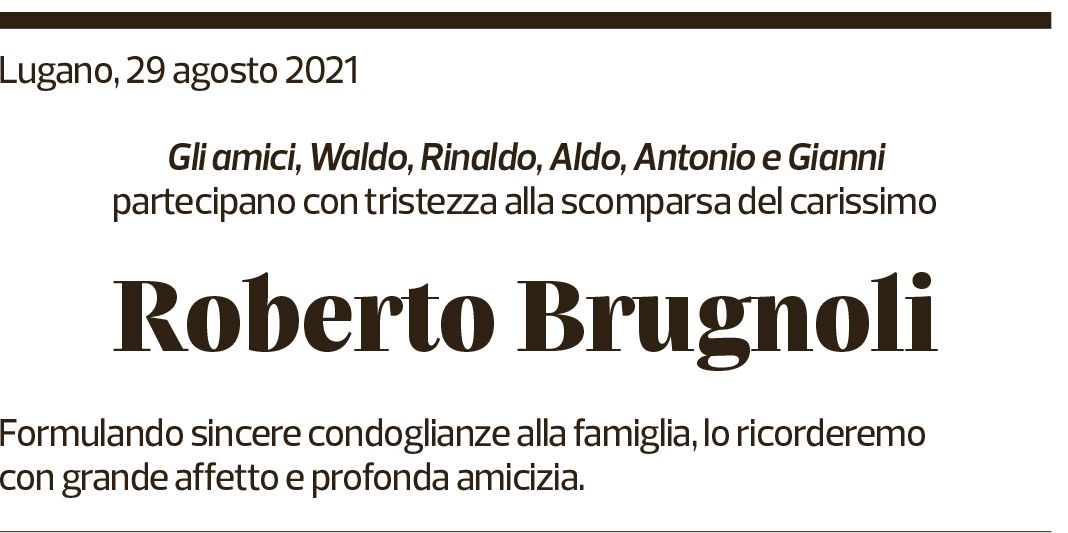 Annuncio funebre Roberto Brugnoli