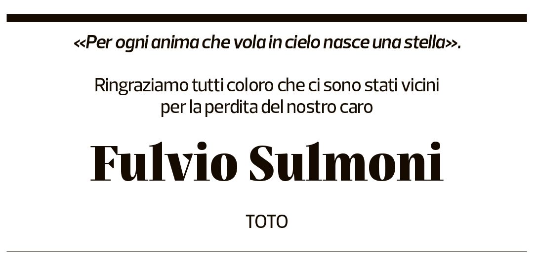 Annuncio funebre Fulvio Sulmoni