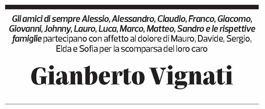 Annuncio funebre Gianberto Vignati