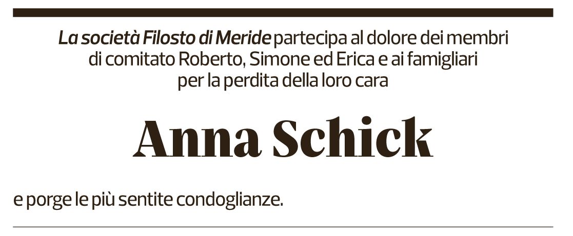 Annuncio funebre Anna Schick-riecker