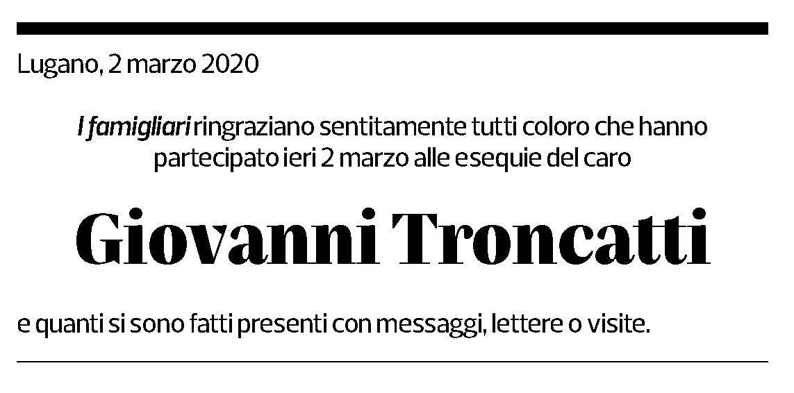 Annuncio funebre Giovanni Troncatti