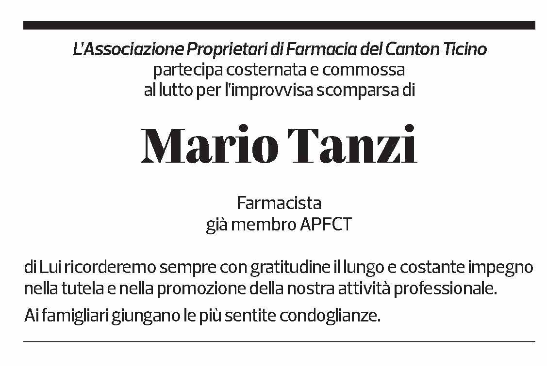 Annuncio funebre Mario Tanzi