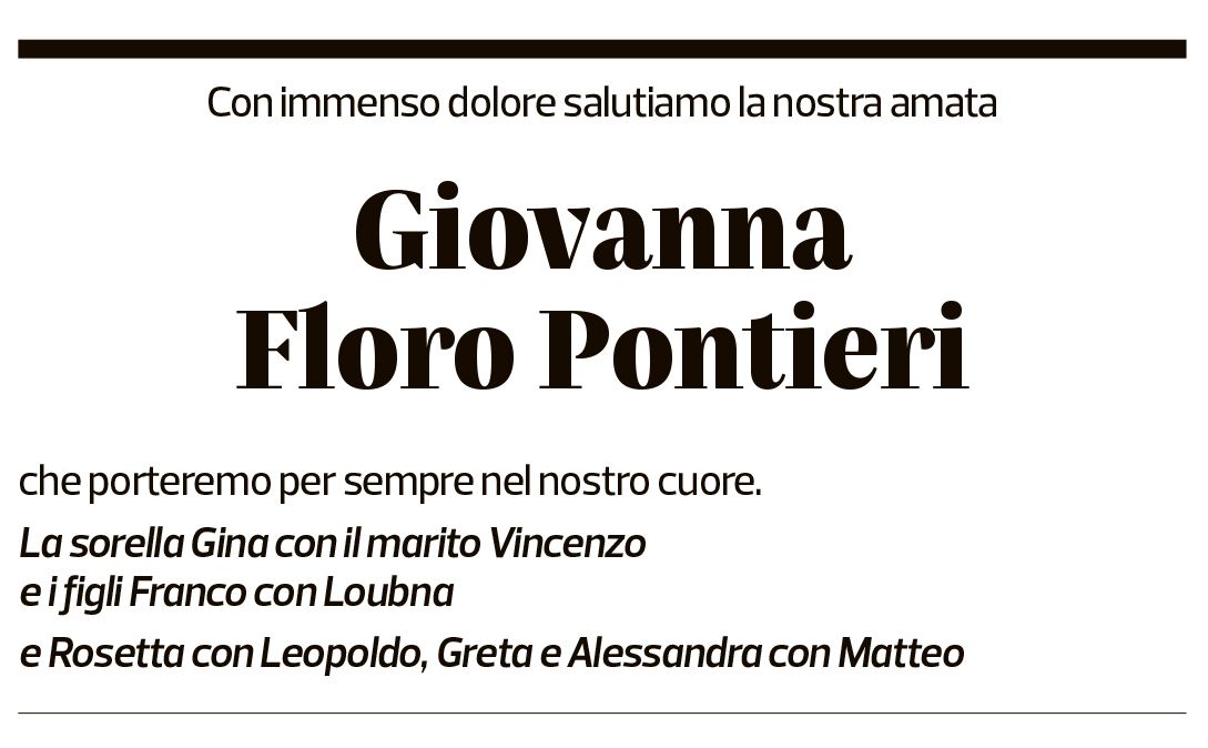 Annuncio funebre Giovanna Pontieri