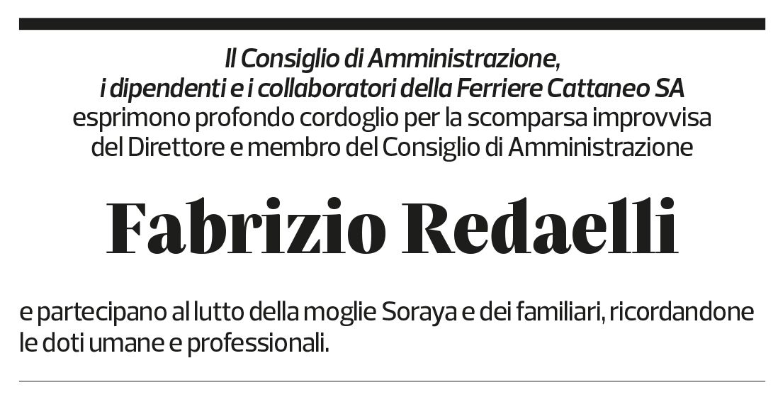 Annuncio funebre Fabrizio Redaelli