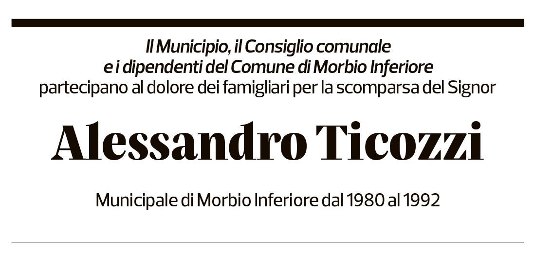Annuncio funebre Alessandro Ticozzi