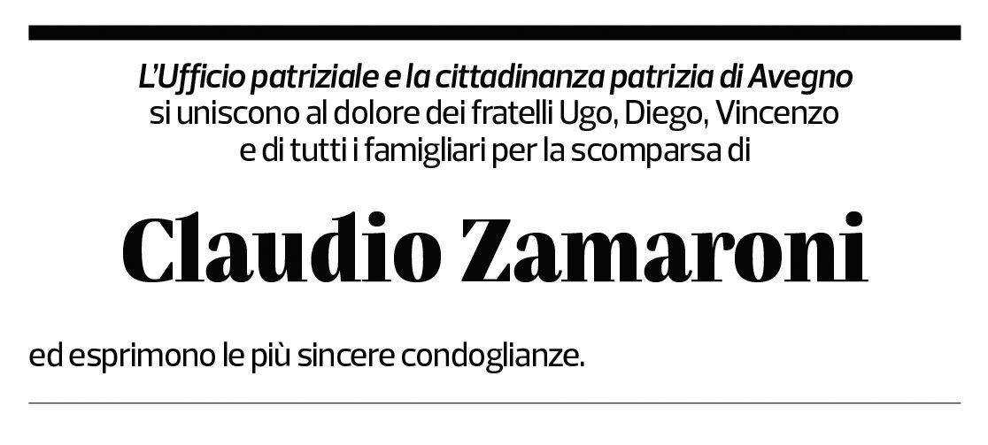 Annuncio funebre Claudio Zamaroni